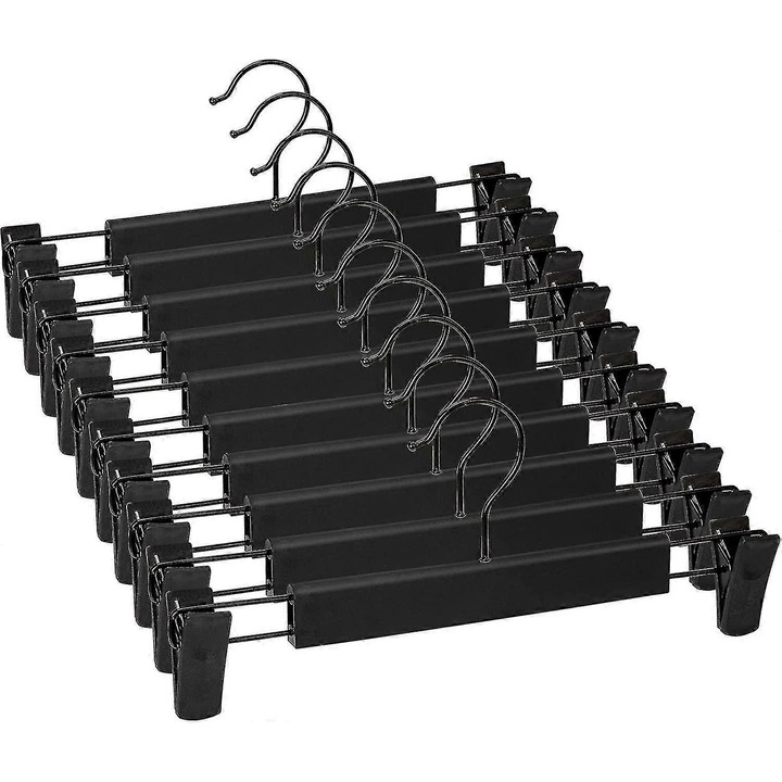 Set de 10 umerase pentru pantaloni, cu 2 clipsuri ajustabile si antiderapante, 29x3x13.5cm