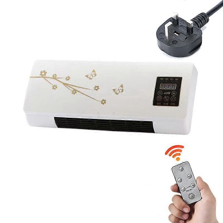 Incalzitor electric de perete, 1500W, alb, 59x24x16cm, cu telecomanda, pentru baie si birou