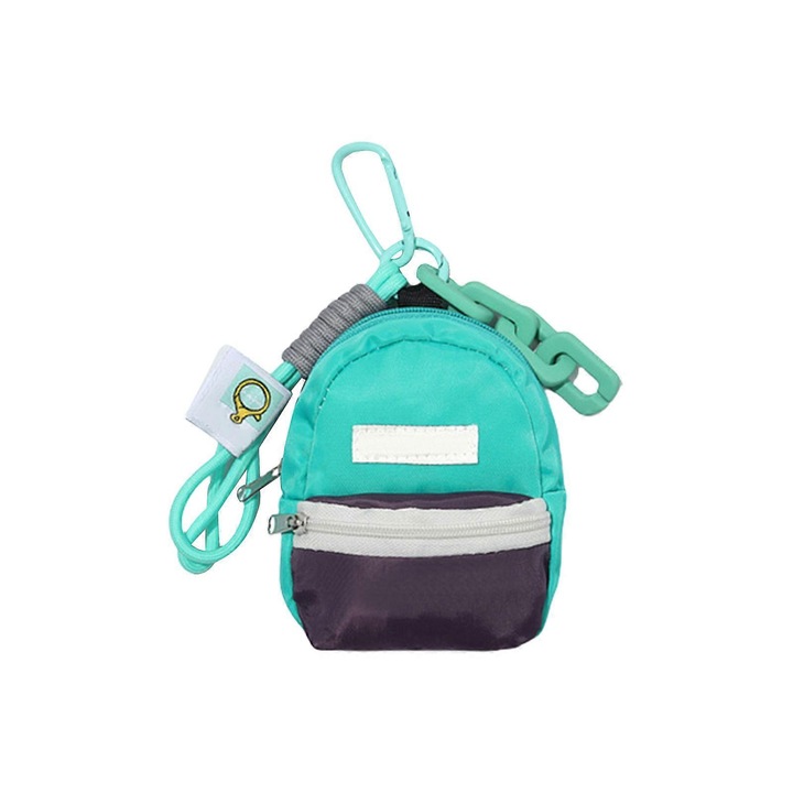 Breloc mini rucsac colorat, 12x8.5cm, roz/portocaliu/verde/gri/albastru/bej/visiniu, set 1 bucata