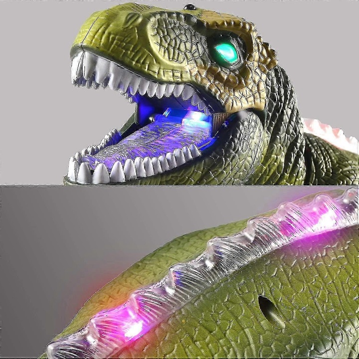 Set de jucarii roboti cu dinozauri, iluminare LED, control de la distanta, multicolor, 3 baterii AA necesare