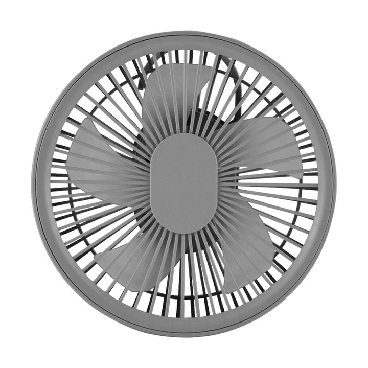 Ventilator de birou portabil cu LED, 3 viteze, negru, dimensiuni 18,2x7x18,2cm, set complet