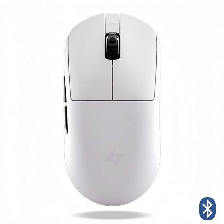 Безжична геймърска мишка ATK Dragonfly A9 Plus, лека безжична мишка, 30000 DPI, 8k честота на запитване, три режима 2.4G/USB-C/Bluetooth 5.3, дълъг живот на батерията, зареждане Type-C за PC/Mac, 800mAh, 53g, бяла