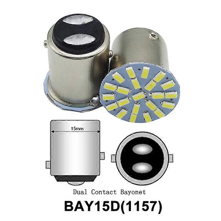 Set 10 Becuri LED 1156/1157 P21W/PY21W 22SMD 12V 7000K pentru Semnalizare, Frana, Parcare, Alb