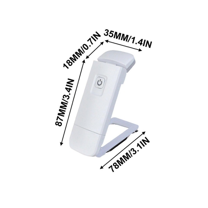 Lampa de citit LED reincarcabila, alba, 10.7x4x2cm, set 1 bucata