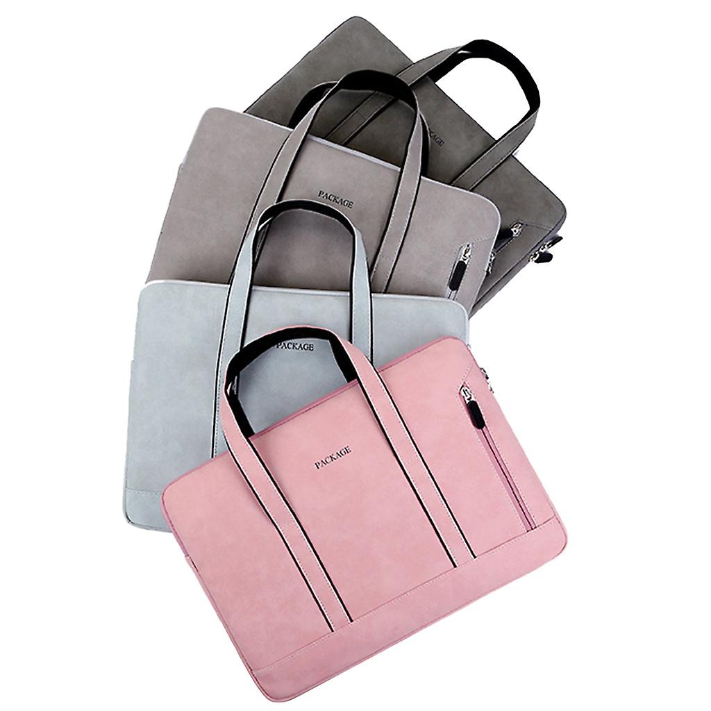 Geanta laptop 15.6in, capacitate mare, material PU impermeabil, gri inchis, 37x26x3cm