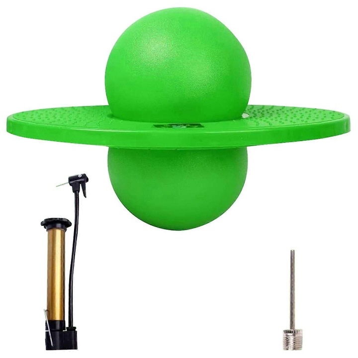 Minge saritor cu maner, 220lb, 39x38x29cm, verde, set cu pompa de aer