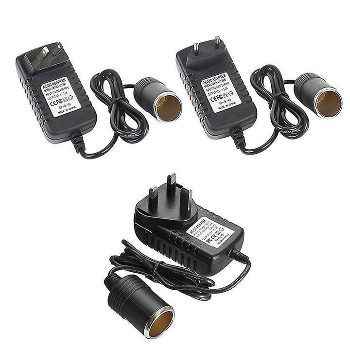 Adaptor universal AC/DC pentru alimentare 12V, negru, cu indicator LED, pentru echipamente electrice