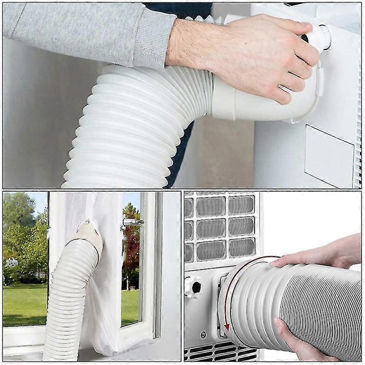 Hose de evacuare pentru aer conditionat mobil, 1.5m, alb, extensibil