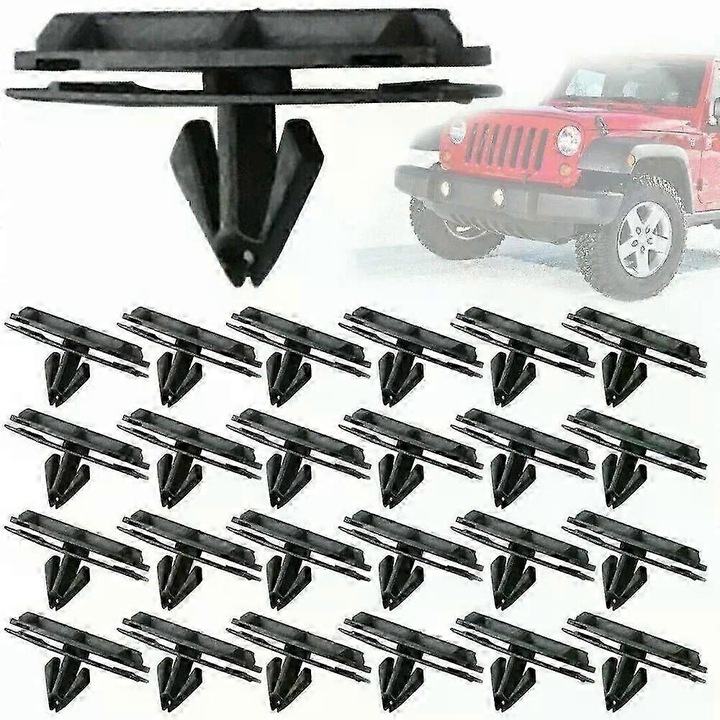 Set 50/100 clips pentru aripile Jeep Wrangler Unlimited JK 68039280-AA, dimensiuni 13.5x38mm, 14.5x39.5mm