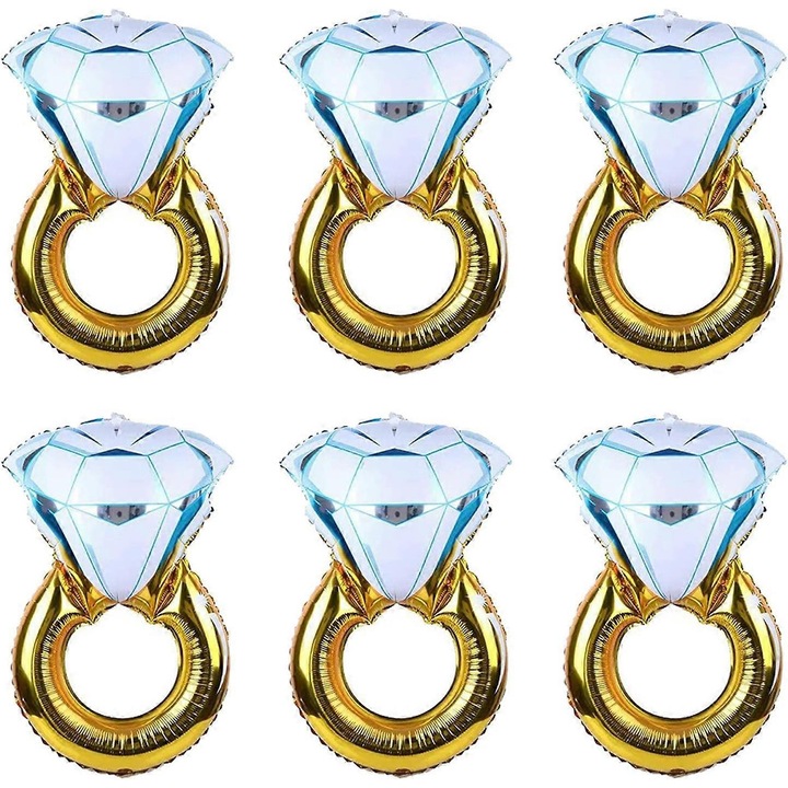 6 darab 76 cm-es gyémánt fólia lufi szett bulihoz, esküvői dekorációhoz, babaváróhoz, születésnapra