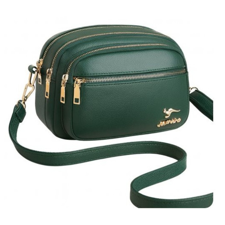 Зелена дамска чанта, Sorana, за рамо, много отделения, GD059