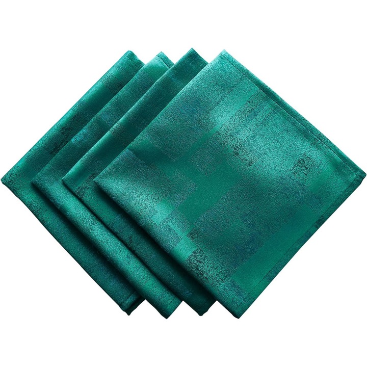 Set 4 servete de masa ZIWUROAD jacquard bumbac 50%, verde turcoaz, 46x46cm