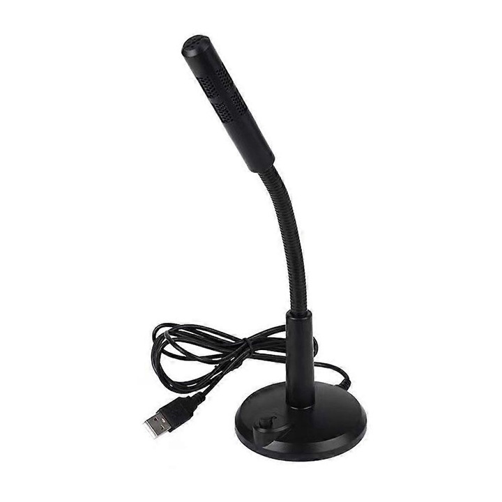 USB PC mikrofon, fekete, nagy érzékenység, 1.2m kábel