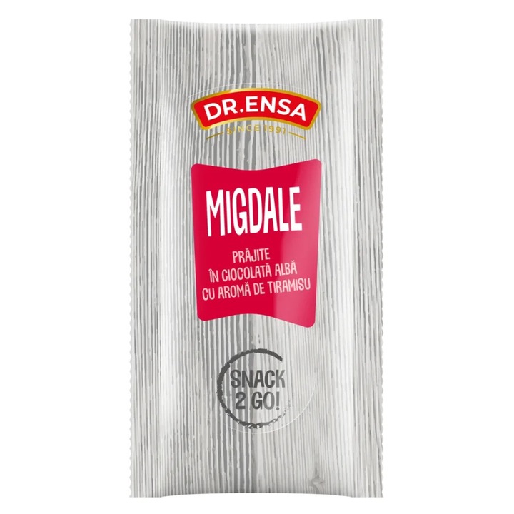 Migdale prajite in ciocolata alba cu aroma de tiramisu 50g Snack2Go