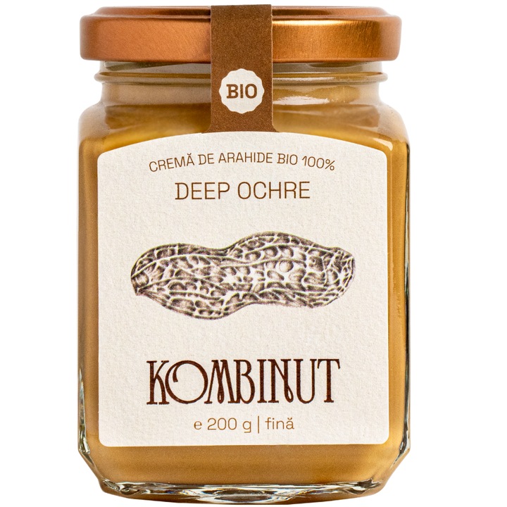 Crema fina de arahide BIO 100%, 200 g, Deep Ochre