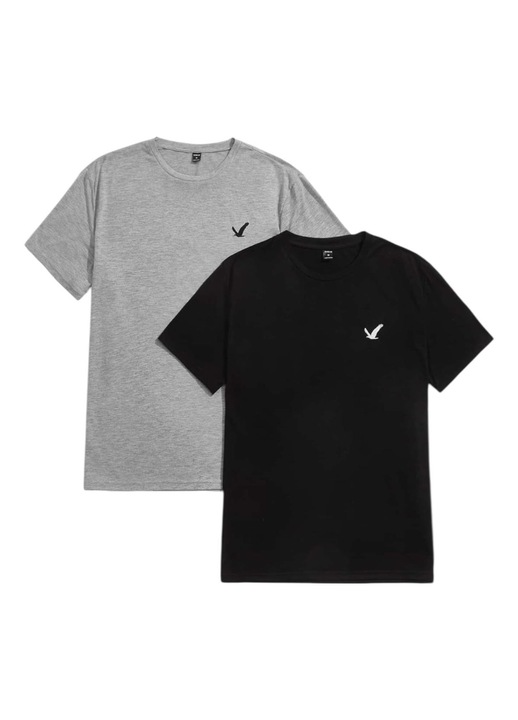 2 darab szürke és fekete férfi sportpóló, L-es méret