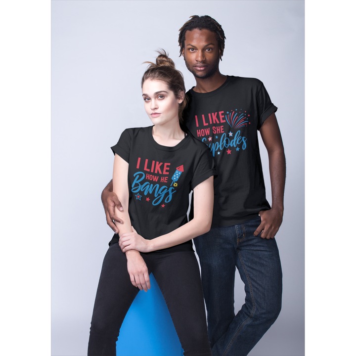 Set 2 tricouri pentru cuplu bumbac 100% 2XL INTL Negru