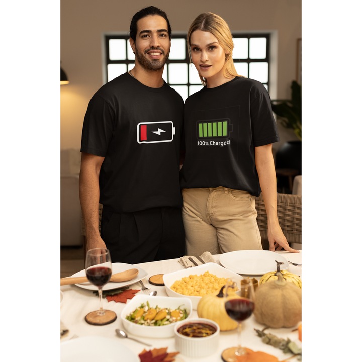 Set 2 tricouri pentru cuplu bumbac 100% XL INTL Negru