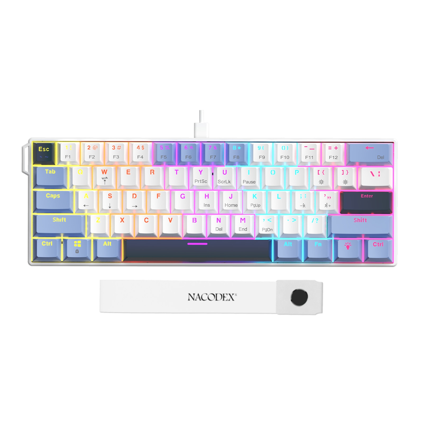 aaa★ Tastatură mecanică NK61, Ajazz, 61 chei, iluminare multicolor, USB