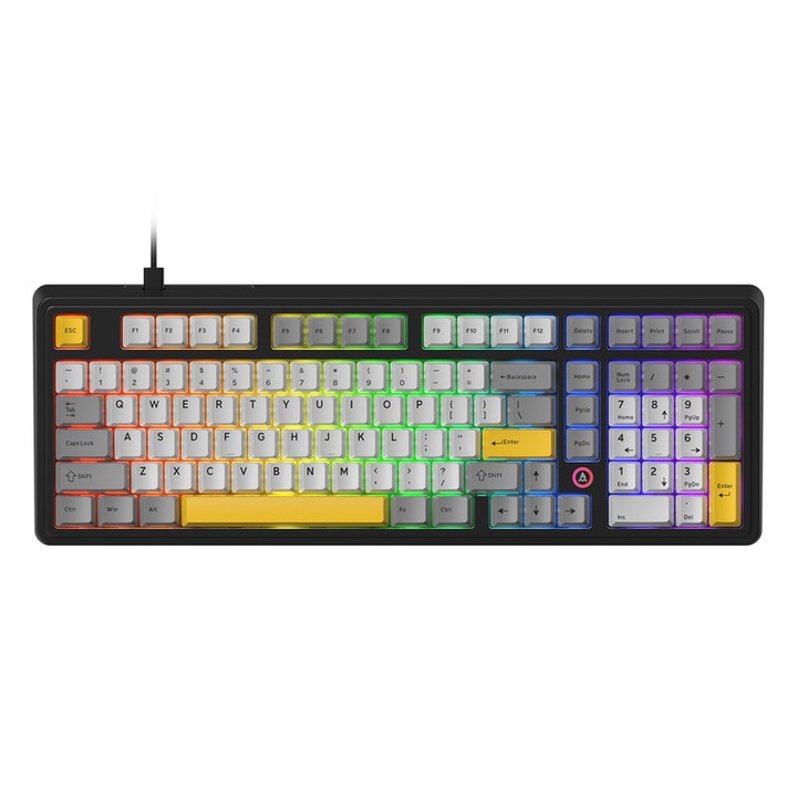 Механична клавиатура с кабел Ajazz AK980, 101 клавиша, ергономична, многоцветна, 416.7x148x19.4мм