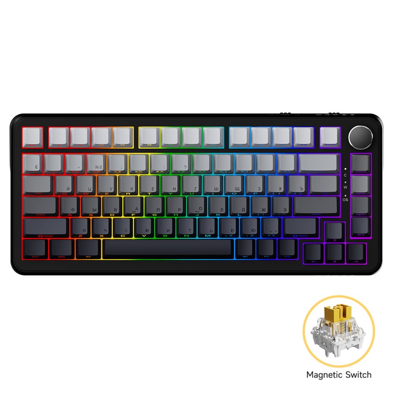 Tastatură mecanică wireless Rii, Bluetooth, tri-mod 75%, iluminare
