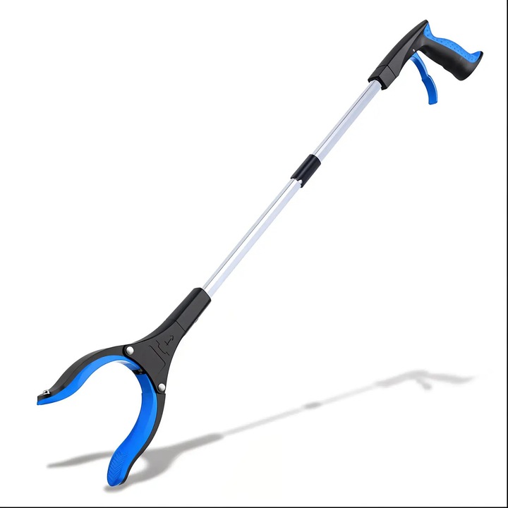 Elindor® összecsukható szemétgyűjtő csipesz, 360°-ban forgatható karom, ergonomikus fogantyú, praktikus, sokoldalú, ideális mindennapi használatra, orvosi felépüléshez vagy szabadtéri tevékenységekhez, 83 cm, fekete/kék