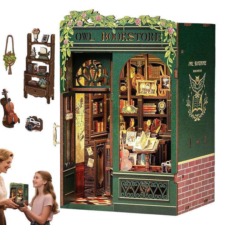 AKKEE összeszerelhető házikó makett, többszínű, 17.1x11.8x10cm, LED világítással, gyermekeknek