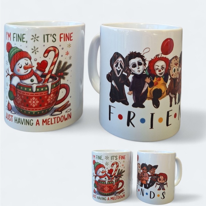 Set două căni ceramice HALLOWEEN, alb, 350ml, 8, 3x9, 9cm