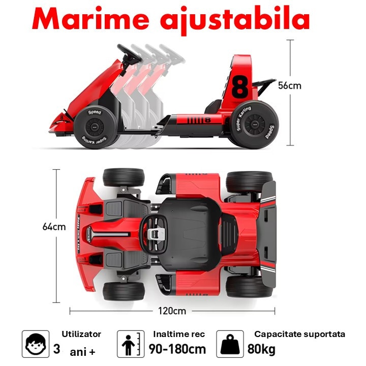 ERB-8RED 12V Elektromos gokart gyerekeknek, 2.4G távirányítóval ...