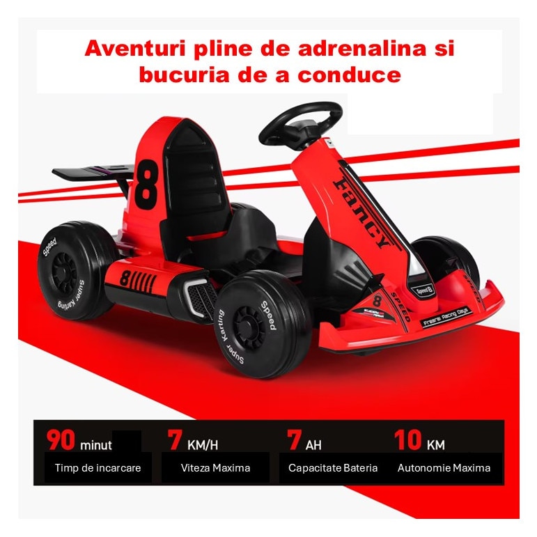 ERB-8RED 12V Elektromos gokart gyerekeknek, 2.4G távirányítóval ...