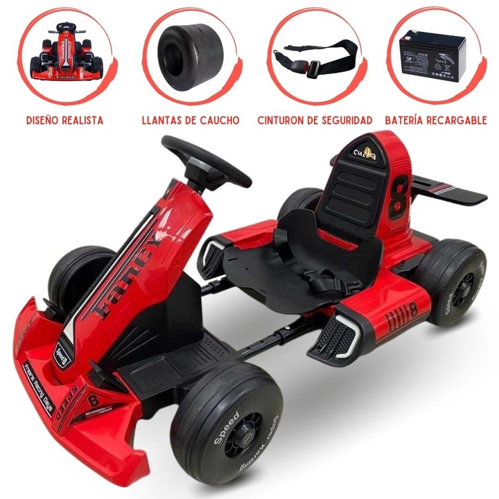 Kart electric extensibil pentru copii ERB-8RED 12V cu telecomanda 2.4G ...
