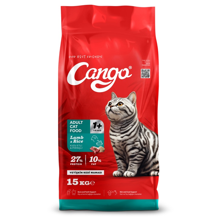 Cango száraztáp felnőtt macskáknak báránnyal és rizzsel, 15 kg-os zsák, teljes értékű receptúra, állati fehérjék a vitalitásért, kiegyensúlyozott emésztés, egészséges bőr és fényes szőrzet