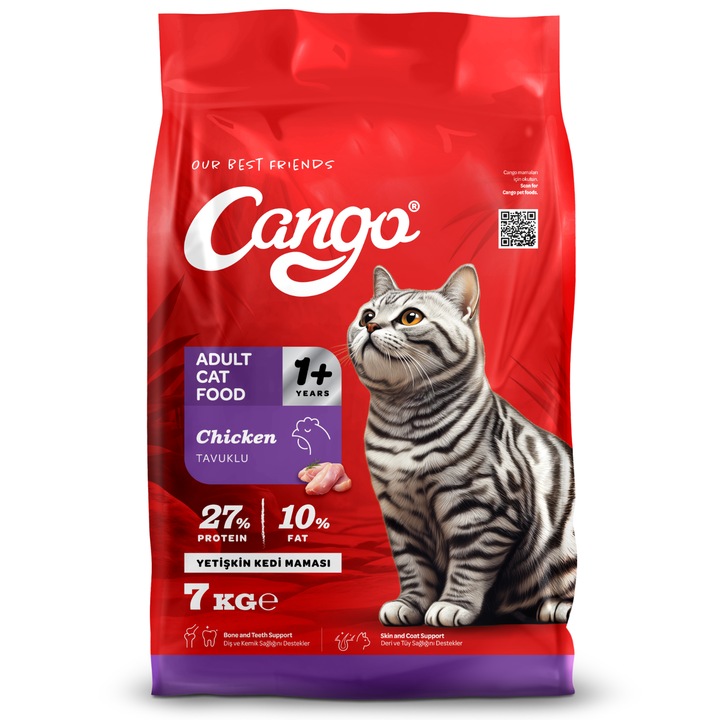 Cango száraztáp felnőtt macskáknak csirkével, 7 kg-os zsák, teljes értékű receptúra, állati fehérjék a vitalitásért, kiegyensúlyozott emésztés, egészséges bőr és fényes szőrzet