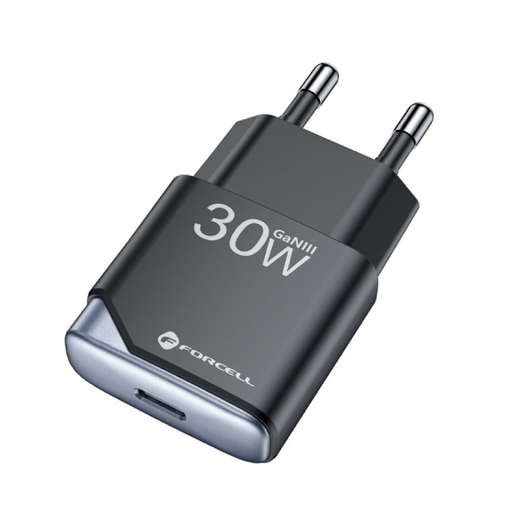 Incarcator FORCELL F-ENERGY GaN3 Ultra Slim USB-C 30W compatibil cu Samsung, Xiaomi, Motorola, Iphone 17