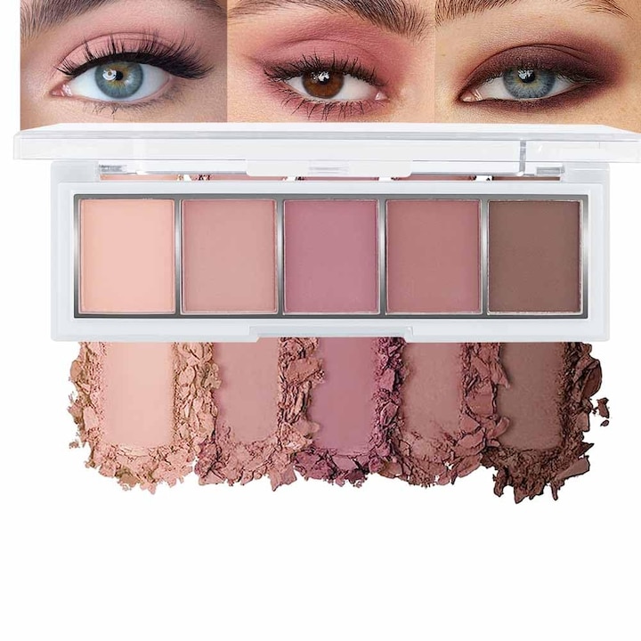67 Roz Paleta de fard de pleoape, 5 culori, HM, roz trandafir, mat, rezistent ...