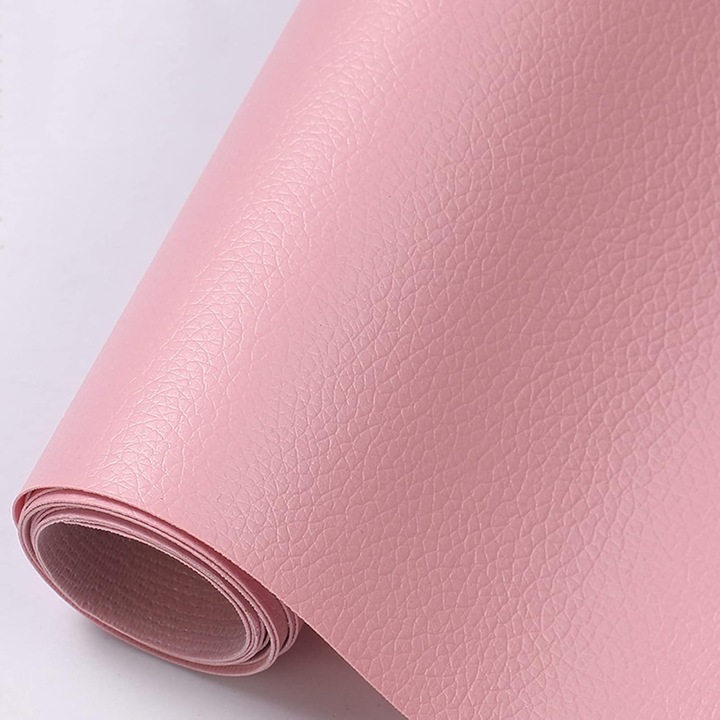 Folie din Piele Ecologica Autoadeziva pentru Reconditionare si Retapitare Canapea, Scaun, Interior Auto, Genti, Articole din Piele, Rola 137 x 60 cm, Pink, Luxer