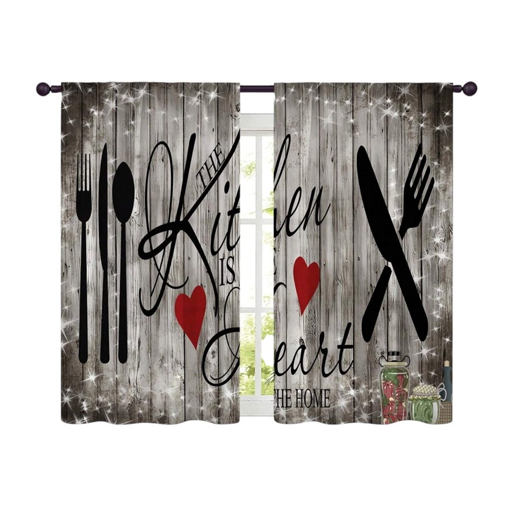 Konyhai függöny, evőeszköz mintás, 70x150cm