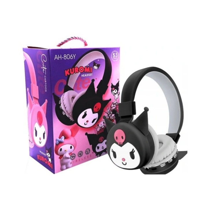 Összecsukható vezeték nélküli Bluetooth 5.0 gyerek fejhallgató, hosszú akkumulátor-élettartam, beépített mikrofon, karácsonyi ajándék, fekete, over-ear