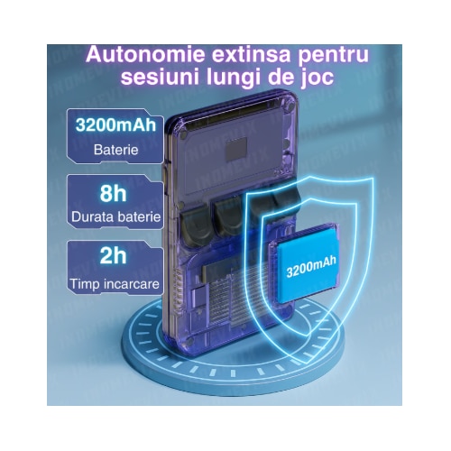 Consola Portabila Vision XXI R36S, 15000 jocuri, Ecran IPS 3.5", Verde Transparent, 64GB MicroSD