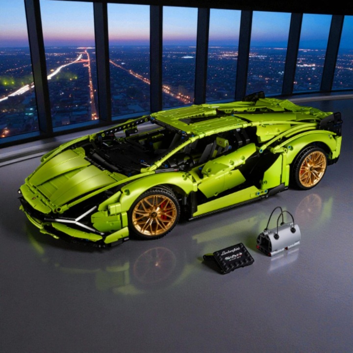 Építőkészlet Távirányítós Lamborghini Sian FKP 37, 1000+ darab, Elektromos Meghajtás, 1:14, Vision XXI