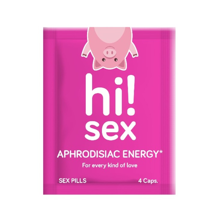Capsule HI! SEX Aphrodisiac Energy, unisex, pentru libido, energie si placere intensificata, cu maca si ginkgo biloba, 4 buc