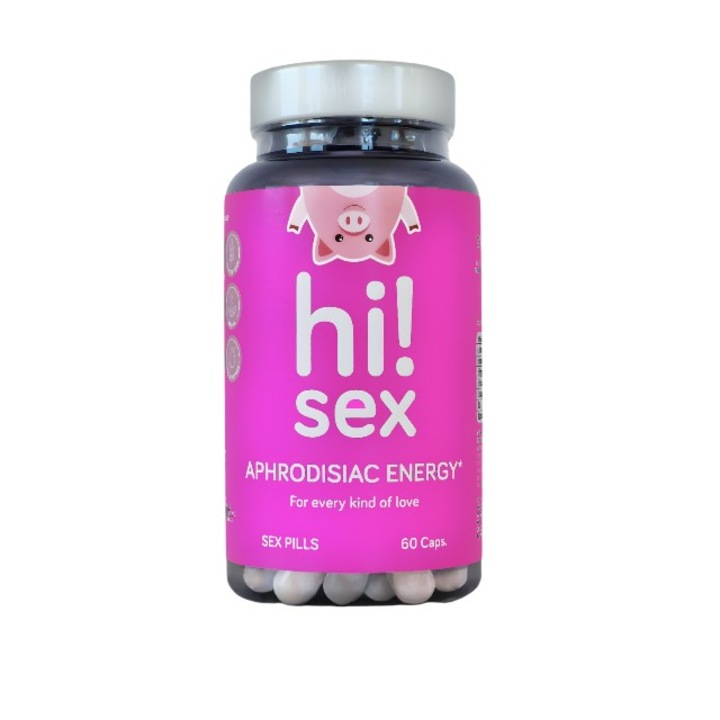 Capsule HI! SEX Aphrodisiac Energy, unisex, pentru libido, energie si placere intensificata, cu maca si ginkgo biloba, 60 buc