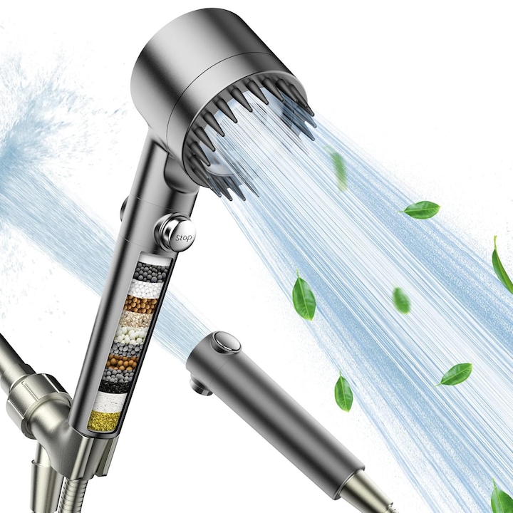 Душ слушалка с филтър, Струя под високо налягане, Няколко режима на пръскане, Идеална за къпане на домашни любимци и мощно почистване
