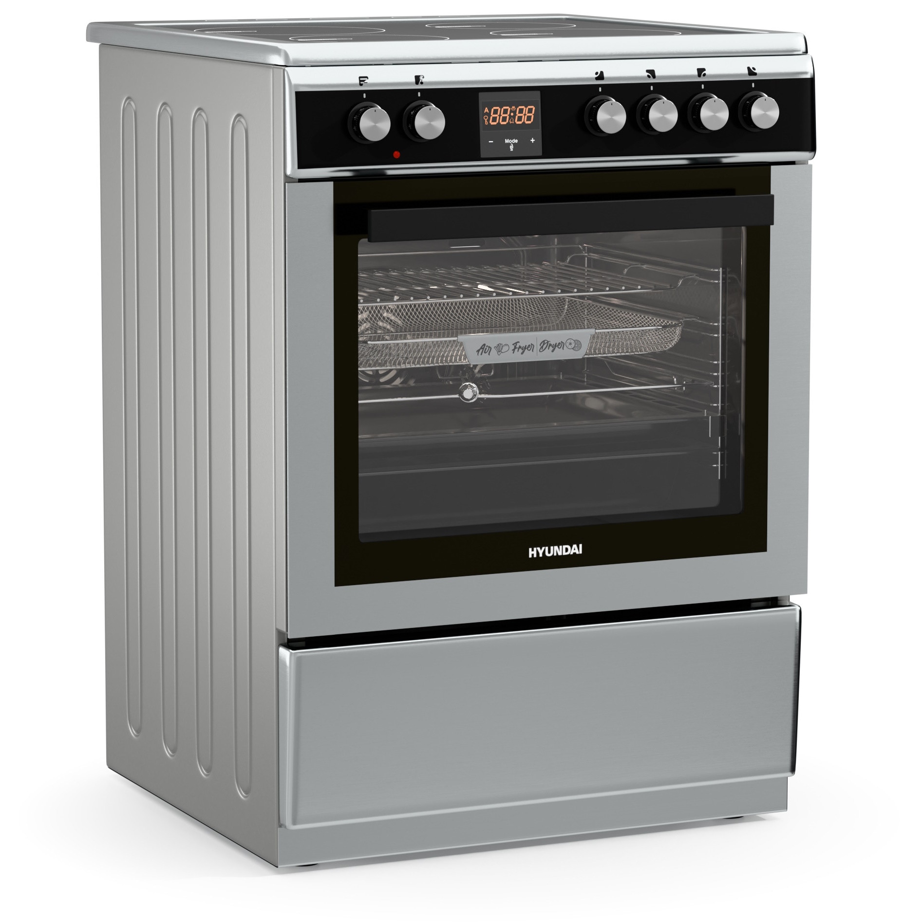 Aragaz Hyundai HCVC25V-7261V/S electric, Plita vitroceramica, Latime 60 cm, 69L, Argintiu