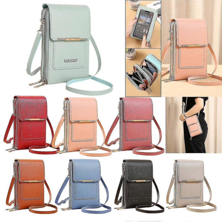 Női válltáska, lopásgátló védelemmel, több rekesszel, szürke, 18x11x4cm