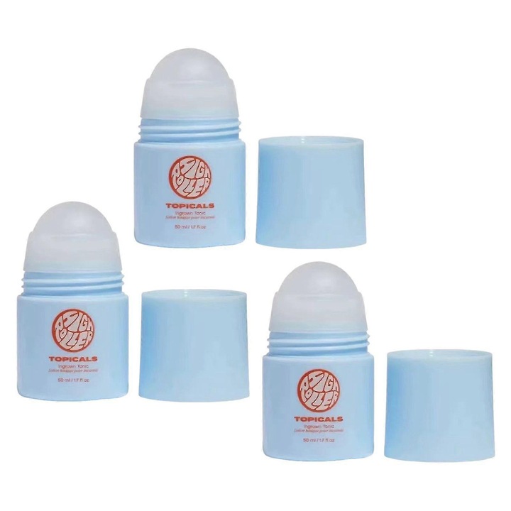 Roll-On szérum benőtt szőrszálakra, 50ml, 3 darabos szett, Hidratáló, Nyugtató, Arcra és Érzékeny Területekre