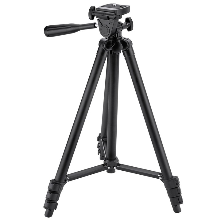 Статив за снимки Телескопичен, BOMSTOM, 35-130см, За фотоапарат/телефон, Универсален, Черен
