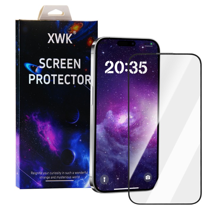 Set 2 folii protectie telefon, XWK®, sticla securizata, Compatibile cu iPhone 11