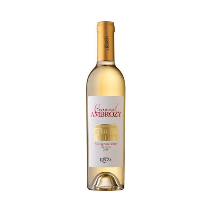 Vin alb Cramele Recas Conacul Ambrozy Sauvignon Blanc 0.375L, arome de gutui, ambalaj sticlă