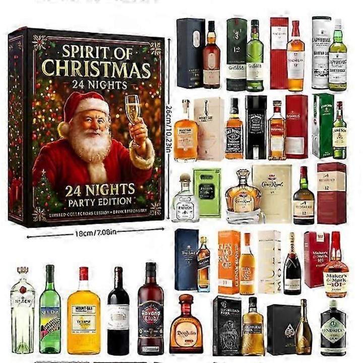 Коледен адвент календар 2025, акрилна декорация, 24 изненади, двойна тема, комплект